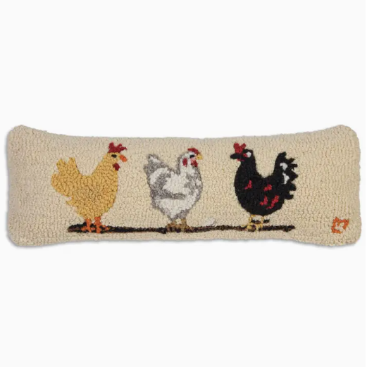 Three Hens Lumbar Pillow