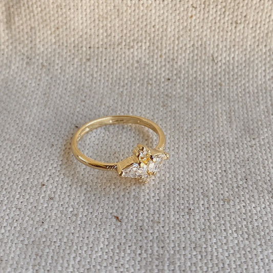18k Goldfilled Vintage Flower Cubic Zirconia Ring