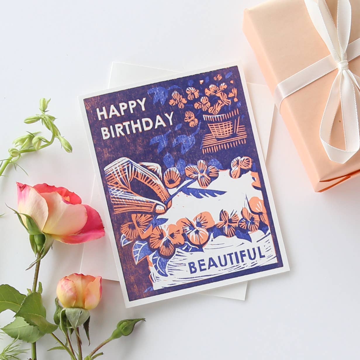 Happy Birthday Beautiful (Edible Flower Cake) Card