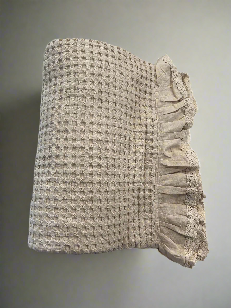 Ruffle Trim Waffle Throw