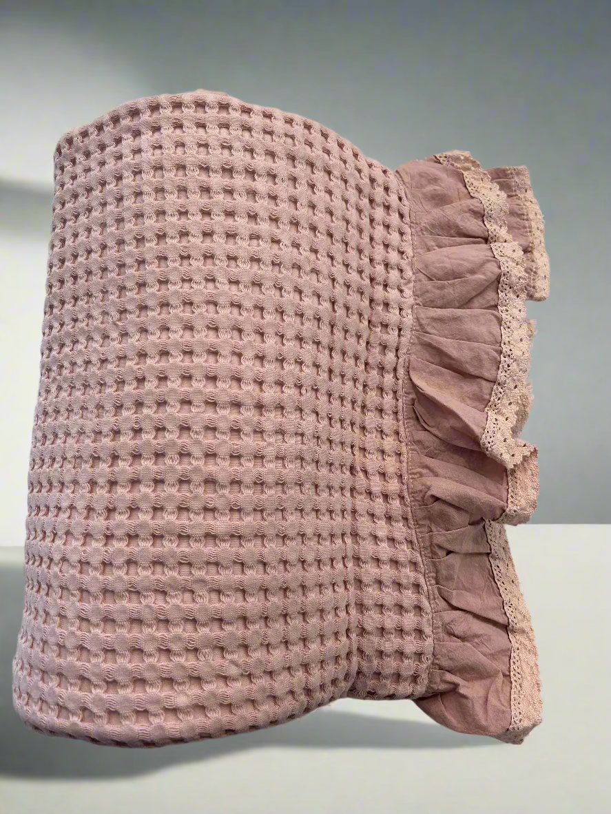 Ruffle Trim Waffle Throw