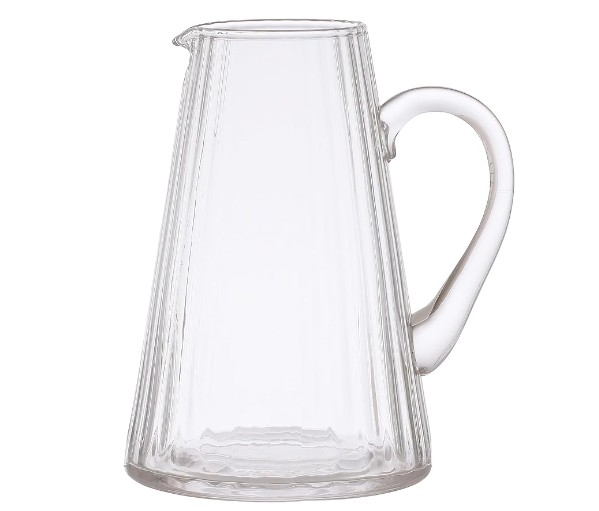 Ribbed Glass Pitcher with Handle