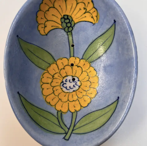 Blue Floral Ceramic Soap Dish