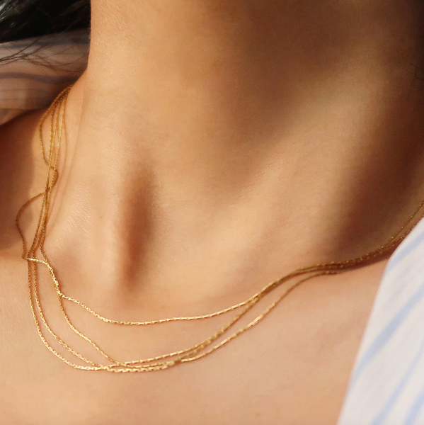 Gold Multi Strand Layering Necklace