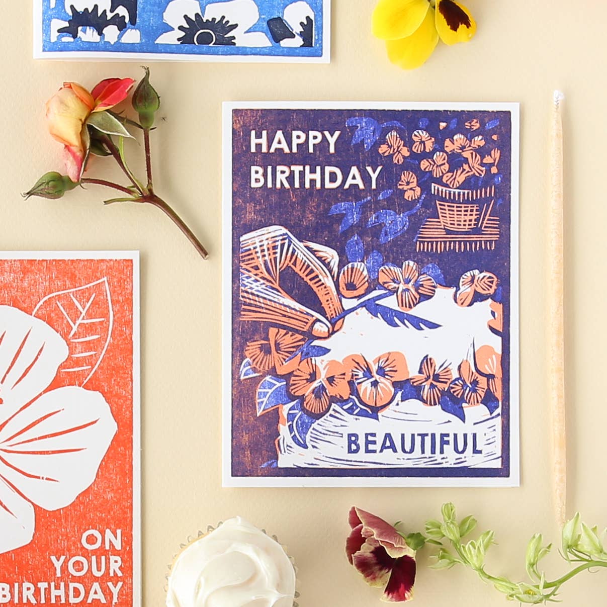 Happy Birthday Beautiful (Edible Flower Cake) Card