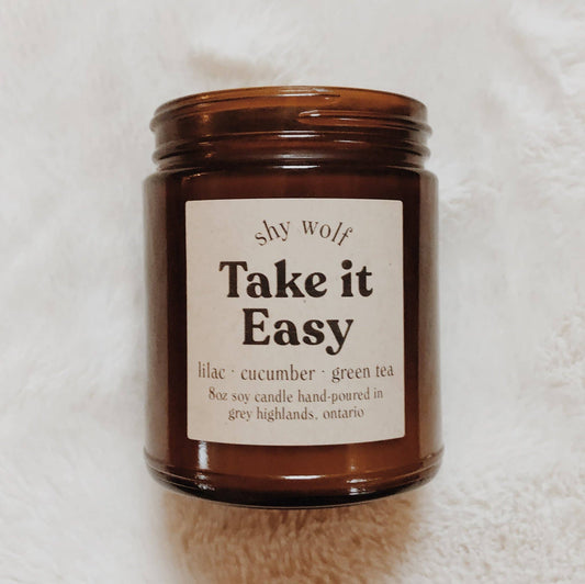 Take it Easy Soy Candle - Lilac, Cucumber, Green Tea, Boho