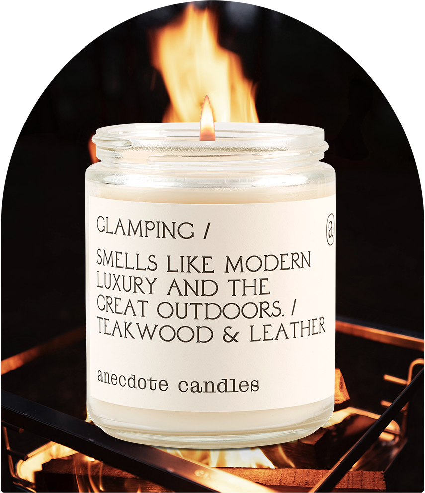 Glamping (Teakwood & Leather) Candle: 7.8 oz Glass Jar