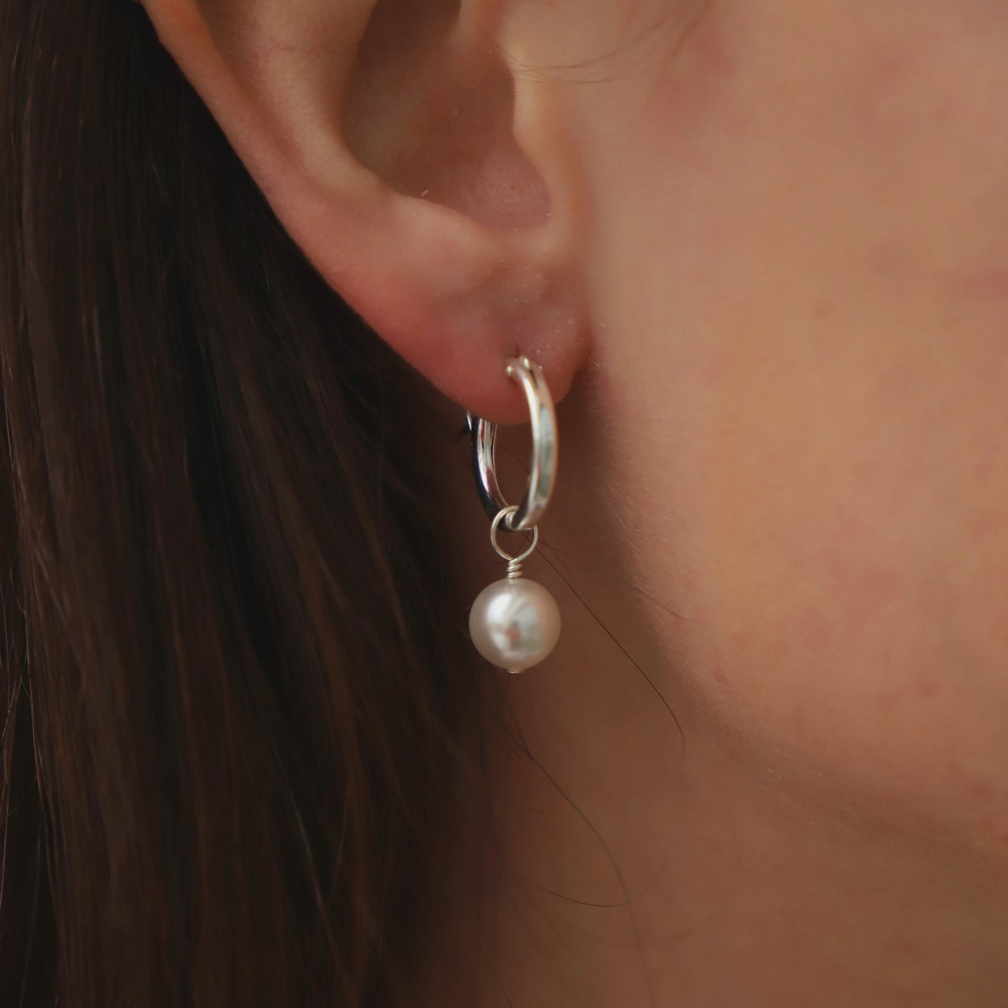 Audrey Pearl Hoop Earrings