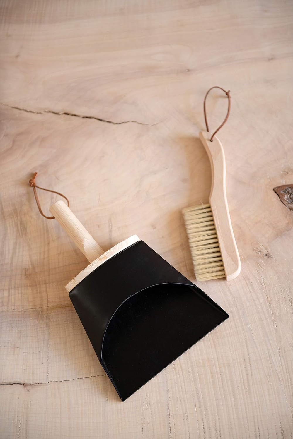 Metal Brush & Dust Pan with Beech Wood Handle