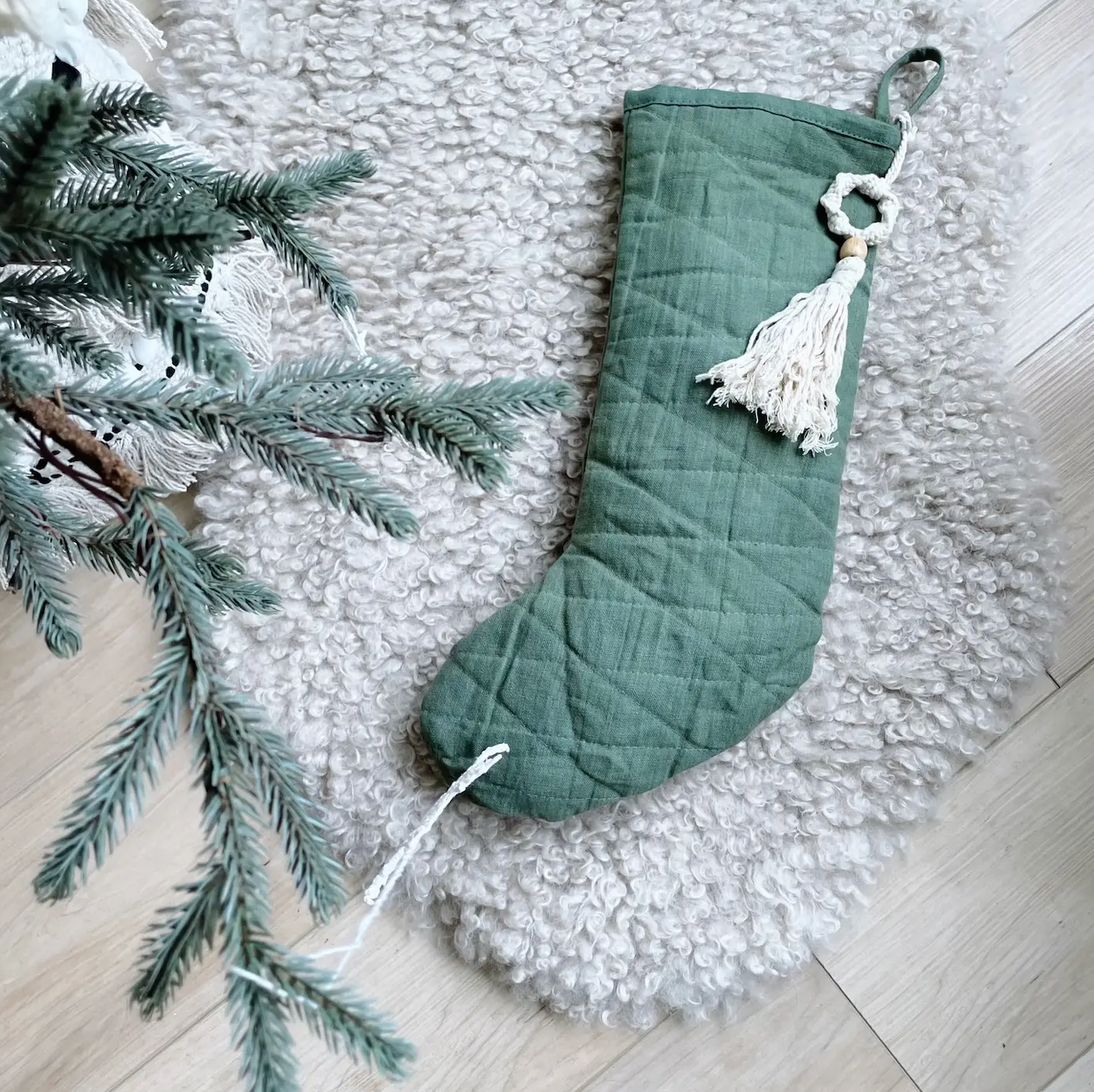 Linen Blend Christmas Stocking