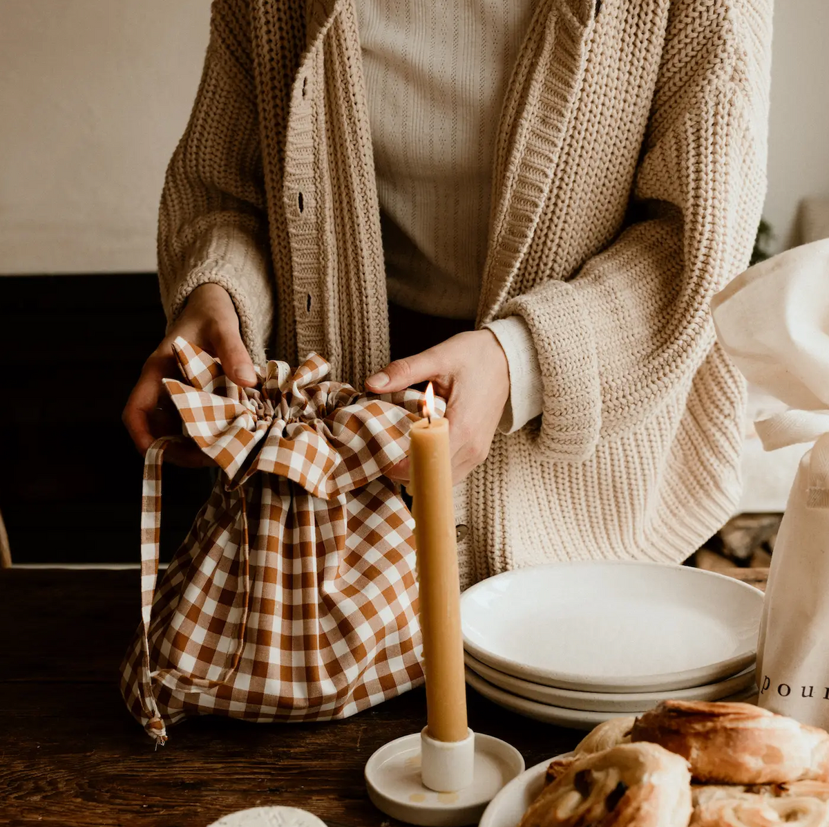 Gingham Pouch Bag