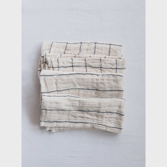 Cotton Napkins w Plaid + Stripes