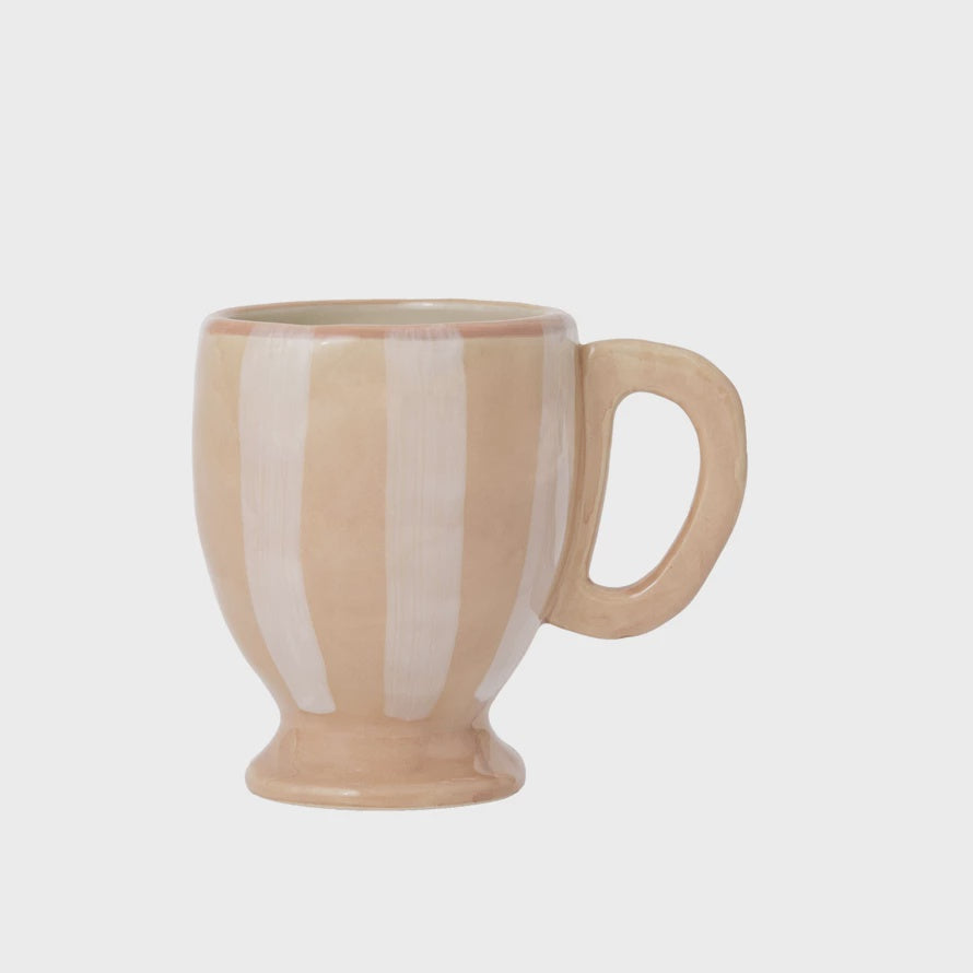 Hand-Painted Stoneware Footed Mug