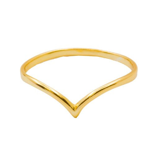 Silver Plain Curve Pointy Gold plated Ring